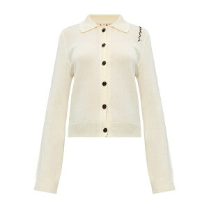 �}���j ���f�B�[�X �J�[�f�B�K�� �A�E�^�[ Logo-embroidered cardigan Neutrals