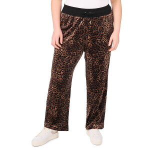 ���B���X�J���[�g ���f�B�[�X �J�W���A���p���c �{�g���X Women's Velour Animal-Print Drawstring-Waist Straight-Leg Pants, XS-3X Rich Toffee