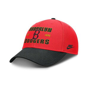 �i�C�L �����Y �X�q �A�N�Z�T���[ Men's Crimson/Black Brooklyn Dodgers Cooperstown Collection Neon 90s Rise Adjustable Hat Crimson, Black