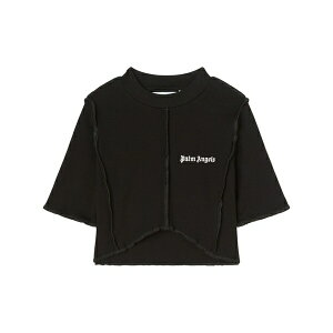 �p�[���E�G���W�F���X ���f�B�[�X T�V���c �g�b�v�X Logo-print cropped top Black