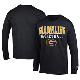 チャンピオン メンズ Tシャツ トップス Grambling Tigers Champion Icon Logo Basketball Jersey Long Sleeve TShirt Black