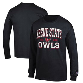 チャンピオン メンズ Tシャツ トップス Keene State Owls Champion Jersey Est. Date Long Sleeve TShirt Black