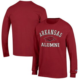 チャンピオン メンズ Tシャツ トップス Arkansas Razorbacks Champion Alumni Logo Long Sleeve TShirt Cardinal