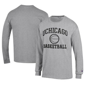 チャンピオン メンズ Tシャツ トップス UChicago Maroons Champion Icon Logo Basketball Jersey Long Sleeve TShirt Gray