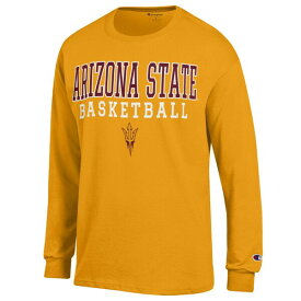 チャンピオン メンズ Tシャツ トップス Arizona State Sun Devils Champion Basketball Stack Long Sleeve TShirt Gold
