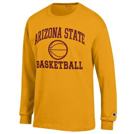 チャンピオン メンズ Tシャツ トップス Arizona State Sun Devils Champion Basketball Icon Long Sleeve TShirt Gold