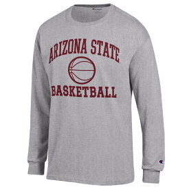 チャンピオン メンズ Tシャツ トップス Arizona State Sun Devils Champion Basketball Icon Long Sleeve TShirt Heather Gray