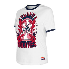 ニューエラ レディース Tシャツ トップス Atlanta Braves New Era Women's Oversized Ringer TShirt White