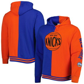 ミッチェル&ネス メンズ パーカー・スウェットシャツ アウター New York Knicks Mitchell & Ness Hardwood Classics Split Pullover Hoodie Blue/Orange