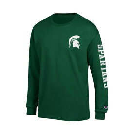 チャンピオン レディース Tシャツ トップス Men's Green Michigan State Spartans Team Stack Long Sleeve T-shirt Green