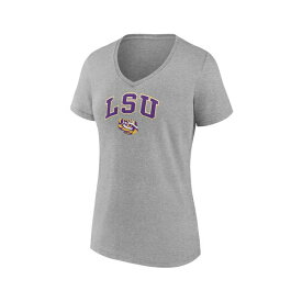 ファナティクス レディース Tシャツ トップス Women's Heather Gray LSU Tigers Evergreen Campus V-Neck T-shirt Heather Gray