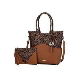 MKFコレクション レディース トートバッグ バッグ Iris Snake Embossed Women s Tote Bag with matching Wristlet Pouch by Mia K Cognac