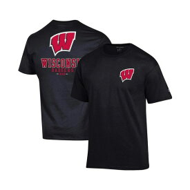 チャンピオン レディース Tシャツ トップス Men's Black Wisconsin Badgers Stack 2-Hit T-shirt Black