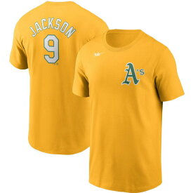 ナイキ メンズ Tシャツ トップス Reggie Jackson Oakland Athletics Nike Cooperstown Collection Name & Number TShirt Gold