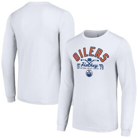 スターター メンズ Tシャツ トップス Edmonton Oilers Starter Puck Long Sleeve TShirt White