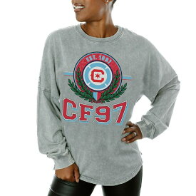 ゲームデイ レディース Tシャツ トップス Chicago Fire Gameday Couture Women's Oversized Long Sleeve TShirt Gray