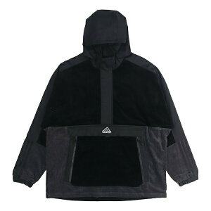 adidas AfB_X Y Xj[J[ yadidas M Corduroy Ank Half Zipper Splicing Sports hooded Logo Jacket Black HD0365z TCY US_M_XXL