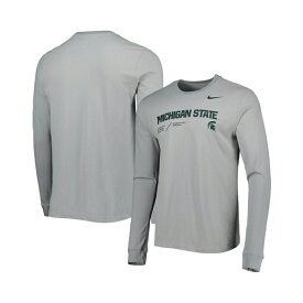 ナイキ レディース Tシャツ トップス Men's Gray Michigan State Spartans Team Practice Performance Long Sleeve T-shirt Gray