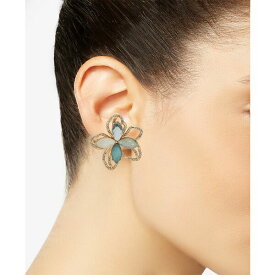 アンクライン レディース ピアス＆イヤリング アクセサリー Gold-Tone Pav&eacute;, Tonal Stone & Mother-of-Pearl Flower Statement Stud Earrings Blue