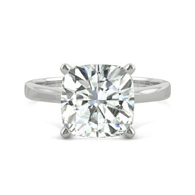 チャールズ アンド コルバード レディース リング アクセサリー Moissanite Cushion Solitaire Ring (3-1/3 ct. tw.) in 14k White, Yellow or Rose Gold White Gold