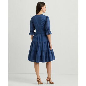 ラルフローレン レディース ワンピース トップス Women's Tie-Front Cotton Voile Surplice Dress Indigo Dusk