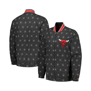 X^[^[ Y WPbgu] AE^[ Men's Black Chicago Bulls In-Field Play Fashion Satin Full-Zip Varsity Jacket Black