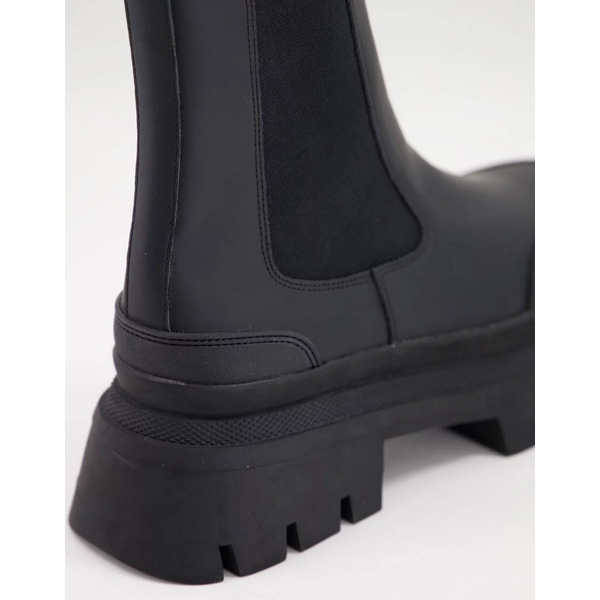 エイソス メンズ シューズ ブーツ＆レインブーツ Black 全商品無料サイズ交換 エイソス メンズ ブーツ＆レインブーツ シューズ ASOS DESIGN chunky sole calf chelsea boot in black faux leather Black