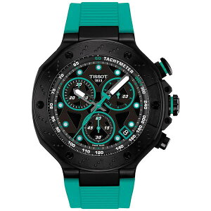 eB\bg Y rv ANZT[ Men's Swiss Chronograph T-Race Green Silicone Strap Watch 45mm Silicone, Light Green