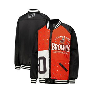 Q[fC fB[X WPbgu] AE^[ Women's Black/Orange Cleveland Browns Oversized Hot Shot Rhinestone Throwback Full-Snap Varsity Bomber Jacket Black, Orange