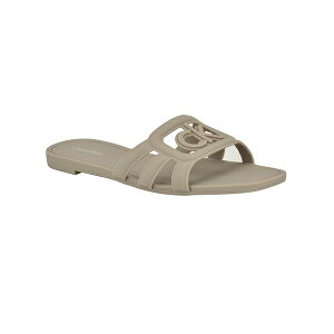 JoNC fB[X T_ V[Y Women's Yoana Logo Slip-On Jelly Flat Sandals Taupe