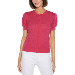 xfB[j fB[X jbg&Z[^[ AE^[ Women's Pointelle Scalloped Placket Cardigan Sweater Pomegranate Punch