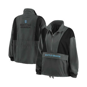 EFA oC GEAh[Y fB[X WPbgu] AE^[ Women's Charcoal Seattle Kraken Popover Packable Half-Zip Jacket Charcoal