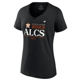ファナティクス レディース Tシャツ トップス Houston Astros Fanatics Branded Women's 2023 Division Series Winner Locker Room VNeck T Shirt???Black
