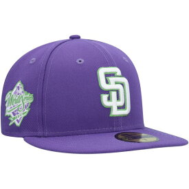 ニューエラ メンズ 帽子 アクセサリー San Diego Padres New Era Lime Side Patch 59FIFTY Fitted Hat Purple