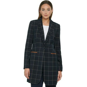 g~[ qtBK[ fB[X WPbgu] AE^[ Women's Windowpane One-Button Blazer Midnt/grey