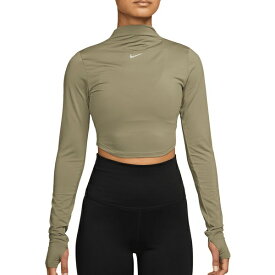 ナイキ レディース シャツ トップス Nike Women's One Dri-FIT Luxe Long Sleeve Cropped Top Neutral Olive