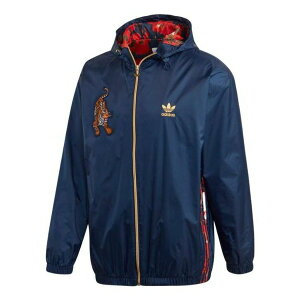 adidas AfB_X Y Xj[J[ yMen's adidas originals TIGER Embroidered Logo Zipper Hooded Track Jacket Autumn Blue GC8690z TCY US_M_XL