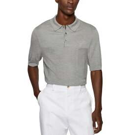 ヒューゴボス メンズ ニット&セーター アウター Men's Short-Sleeved Sweater Silver