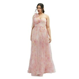 ドレッシーコレクション レディース ワンピース トップス Floral Scarf Tie One-Shoulder Tulle Dress with Long Full Skirt Rose garden