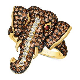 ルヴァン レディース リング アクセサリー Diamond (2 ct. t.w.) & Passion Ruby Accent Elephant Ring in 14k Gold 14K Honey Gold Ring