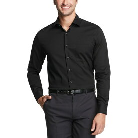 ヴァンハウセン メンズ シャツ トップス Men's Big & Tall Classic/Regular-Fit Stain Shield Solid Dress Shirt Black
