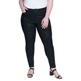 セブン7 レディース デニムパンツ ボトムス Plus Size Coated Tonal Printed Skinny Mid-rise Jean Abstract Camouflage
