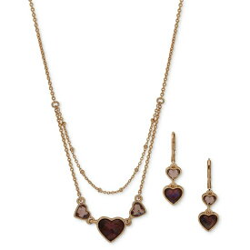 アンクライン レディース ネックレス・チョーカー・ペンダントトップ アクセサリー Silver-Tone Stone Heart Layered Statement Necklace & Drop Earrings Set Purple