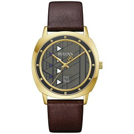 ブロバ メンズ 腕時計 アクセサリー Men's Frank Lloyd Wright Hollyhock House Brown Leather Strap Watch 39mm Brown