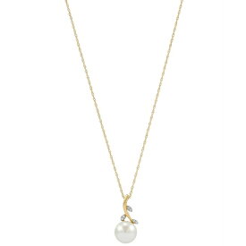 ホノラ メンズ ネックレス・チョーカー アクセサリー Cultured Freshwater Button Pearl (8mm) & Diamond Accent Vine 18" Pendant Necklace in 10k Gold Gold