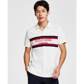 トミー ヒルフィガー メンズ シャツ トップス Men's Regular-Fit Colorblocked Stripe Monotype Logo Embroidered Polo Shirt Calico