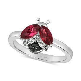 ルヴァン レディース リング アクセサリー Raspberry Rhodolite (1-1/6 ct. t.w.) & Diamond (1/10 ct. t.w.) Ladybug Ring in 14k White Gold Rhodolite