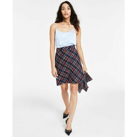 バースリー レディース スカート ボトムス Women's Multi Plaid Zip-Back A-Line Skirt, Created for Macy's Deep Blue Multi