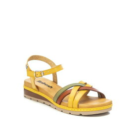 キシタイ レディース サンダル シューズ Women's Strappy Comfort Sandals By XTI Yellow