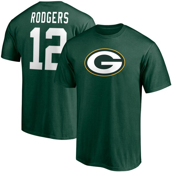 ファナティクス メンズ Tシャツ トップス Aaron Rodgers Green Bay Packers Fanatics Branded Player Icon Name & Number TShirt Green